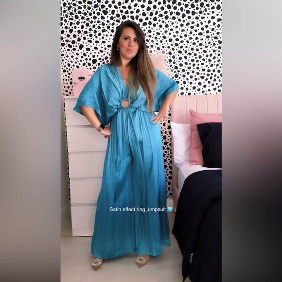 Zara Pants - ZARA SATIN EFFECT PLEATED RING JUMPSUIT